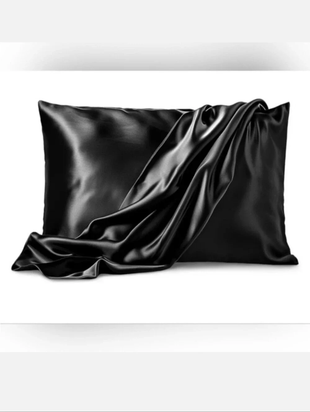 Satin Pillowcases Black Set Of 2 Queen Size 20 × 30 Inch Bedding Home Decor